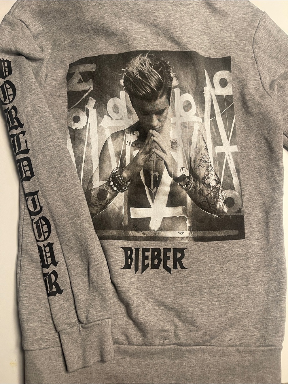 Justin Bieber Grey Graphic Crewneck Sweatshirt byDivided